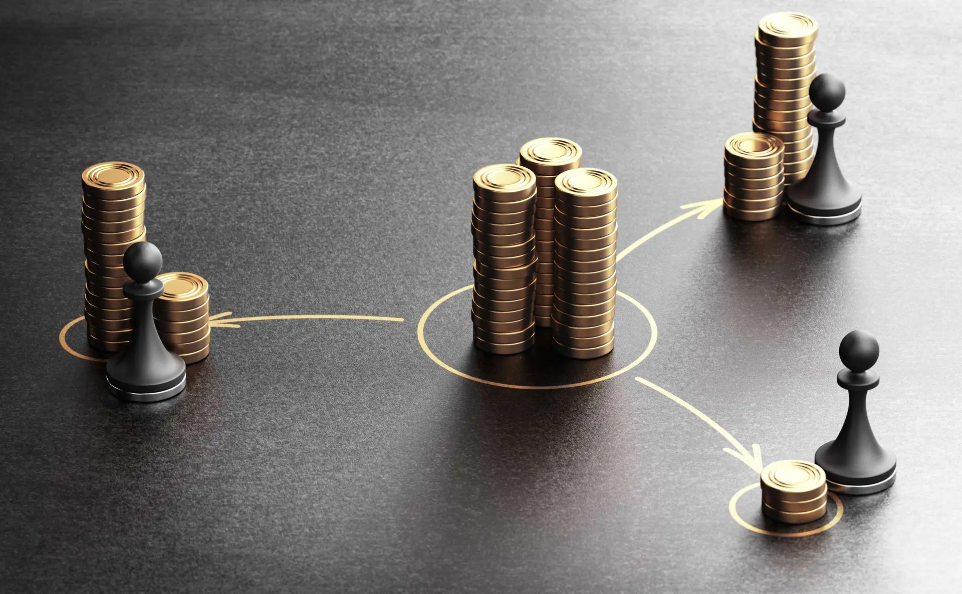 Gold coin stacks showing multiple areas driving 60% telecom cost reduction through OSS/BSS modernization